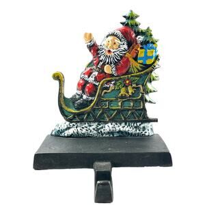 Lulu Decor Cast Iron Decorative Santa And Sleigh Stocking Holder 2016
